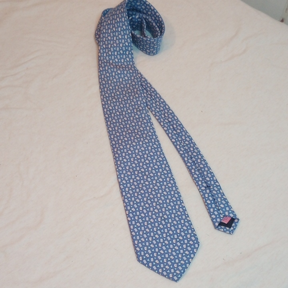 Vineyard Vines Blue and White Cards Patterned Tie